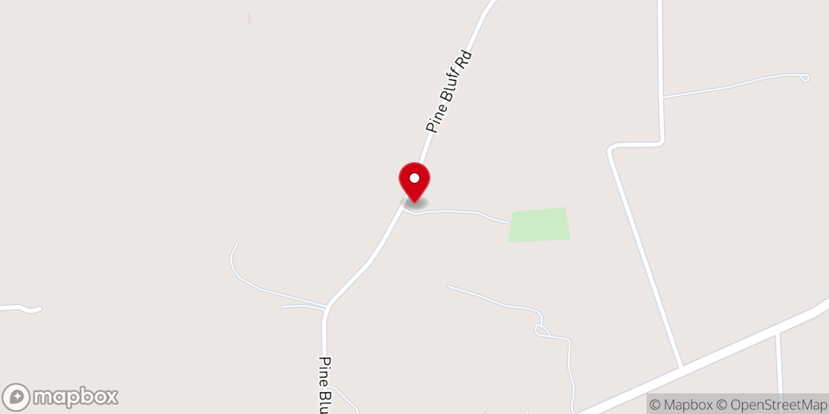 Map showing location of Pine Bluff Baptist Church
