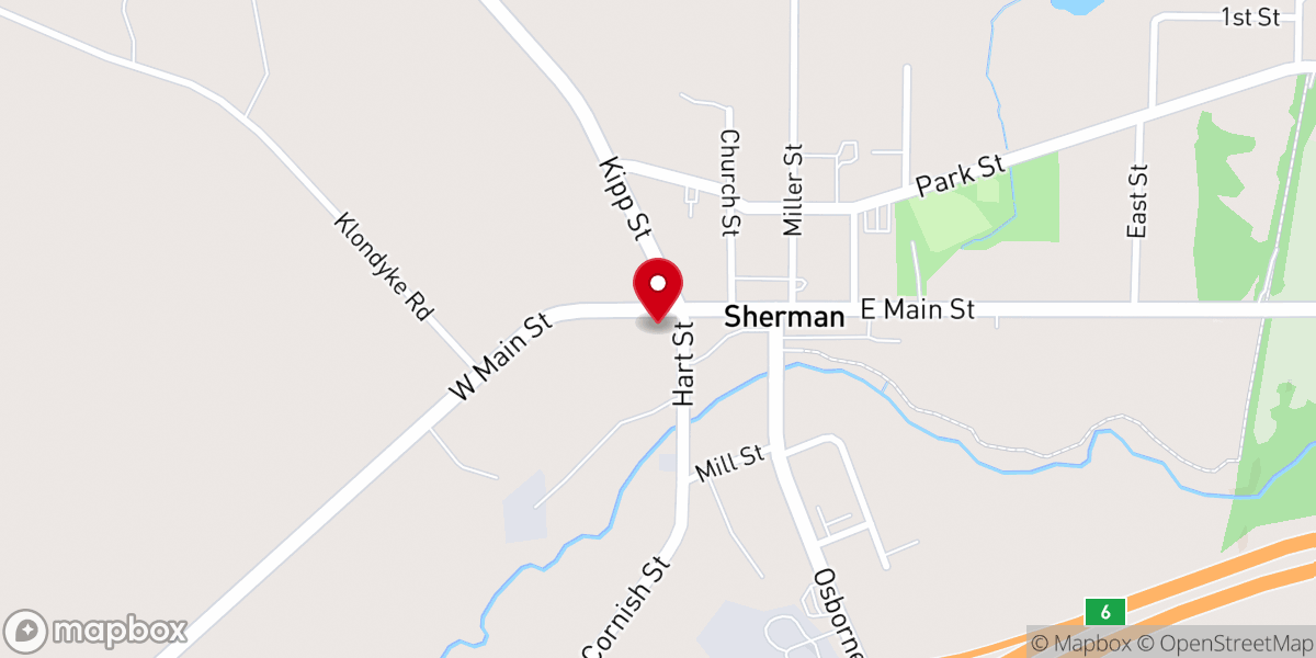 Map showing location of Sherman Assembly of God Church