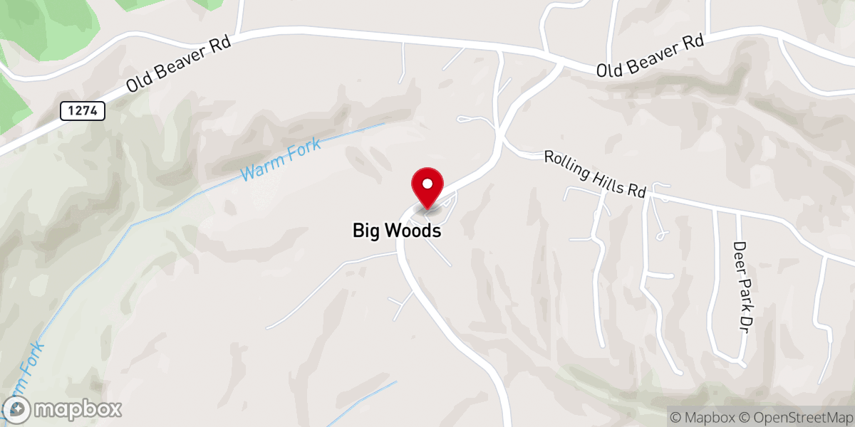 Map showing location of Big Woods Community Church