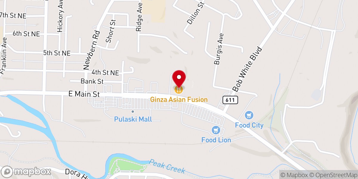 Map showing location of Ginza Asian Fusion