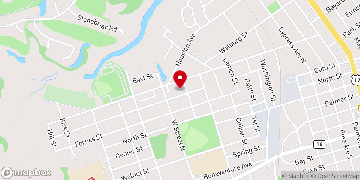 Map showing location of Sunshine Holiness Church