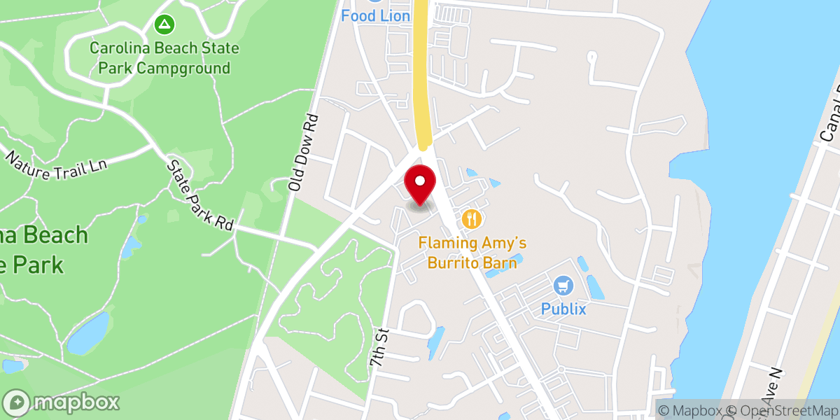 Map showing location of Carolina Beach Presbyterian Church