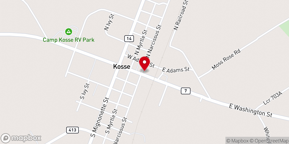 Map showing location of City of Kosse City Hall