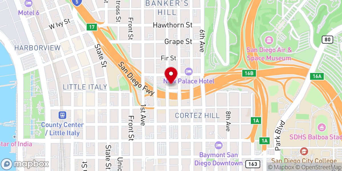 Map showing location of First Presbyterian Church of San Diego
