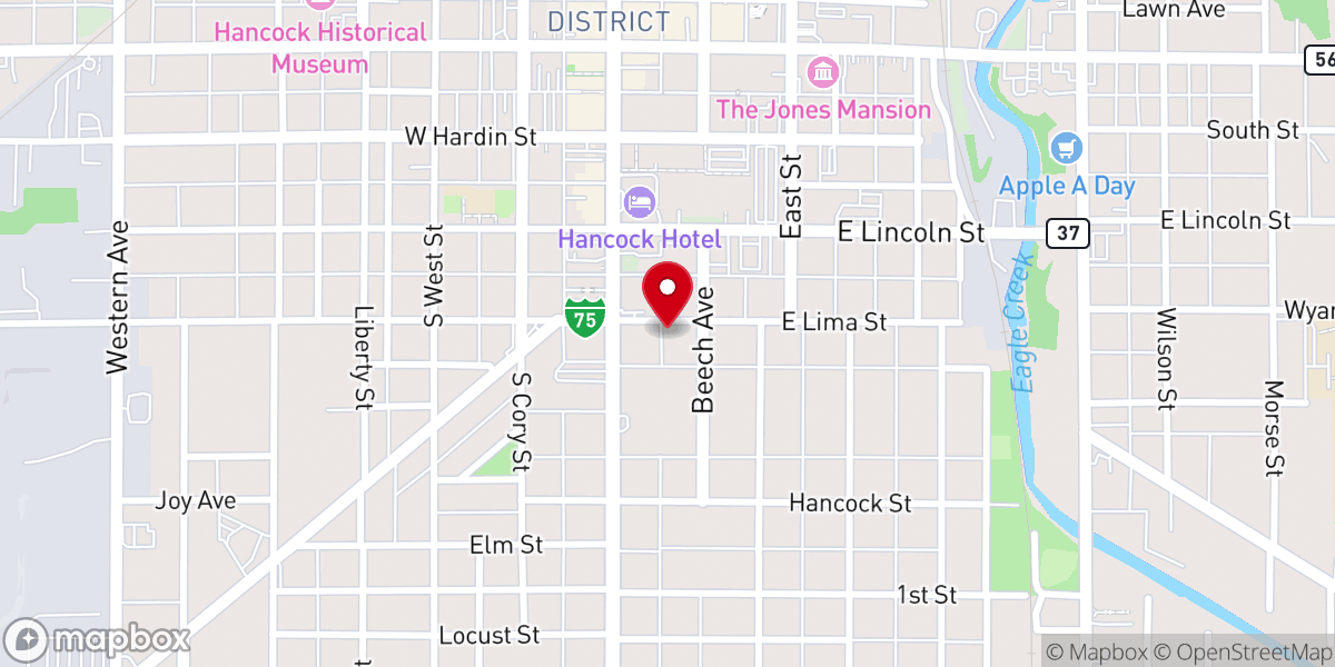 Map showing location of Lima St. Church of God