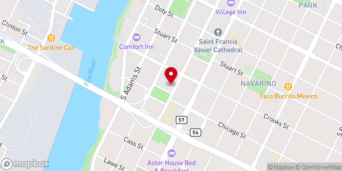 Map showing location of St. John the Evangelist Catholic Church