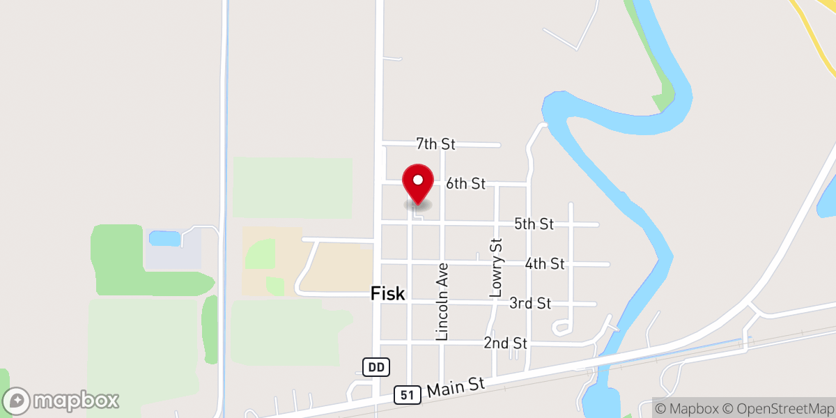 Map showing location of Fisk Church of Christ