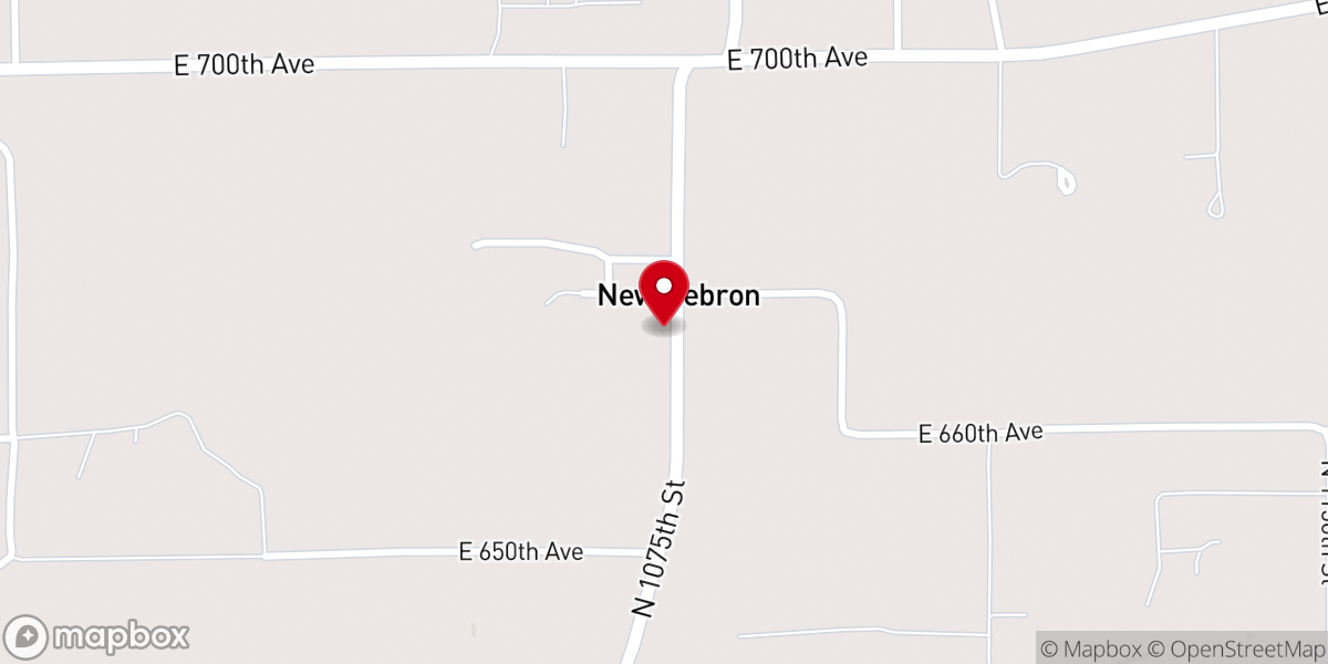 Map showing location of New Hebron Baptist Church