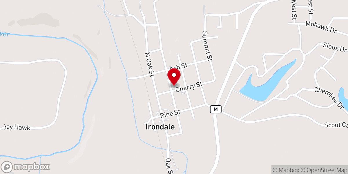 Map showing location of First Baptist Church of Irondale