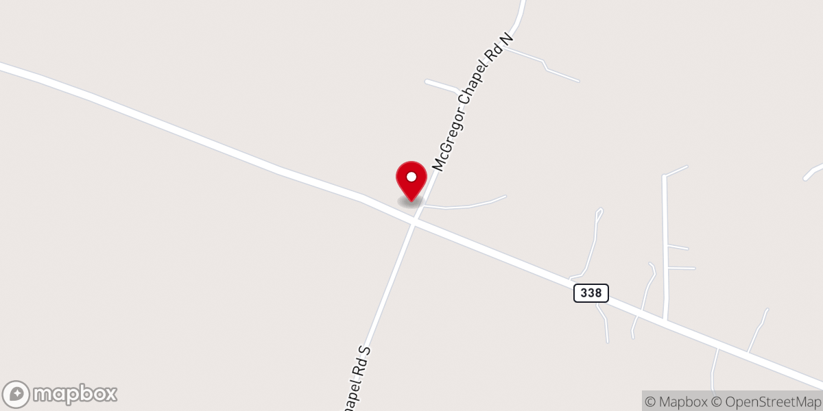 Map showing location of McGregor Chapel Free Will baptist