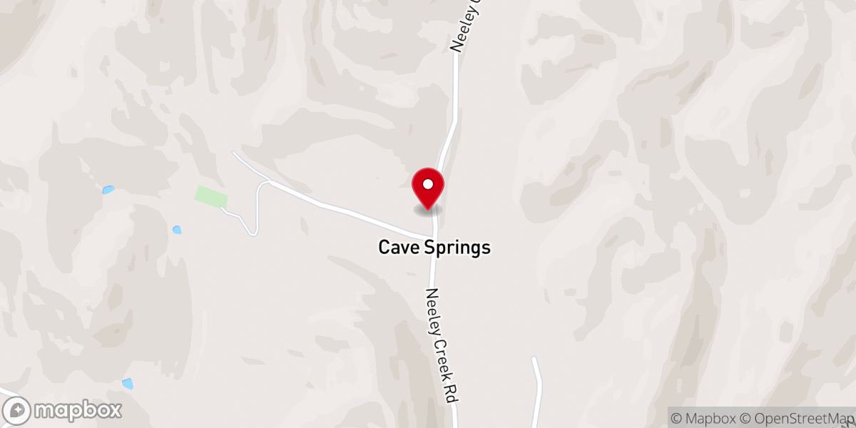 Map showing location of Cave Springs Church