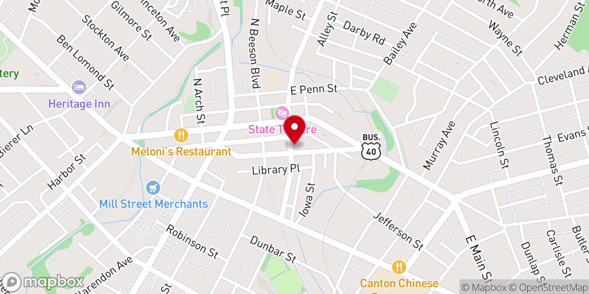 Map showing location of Central Christian Church