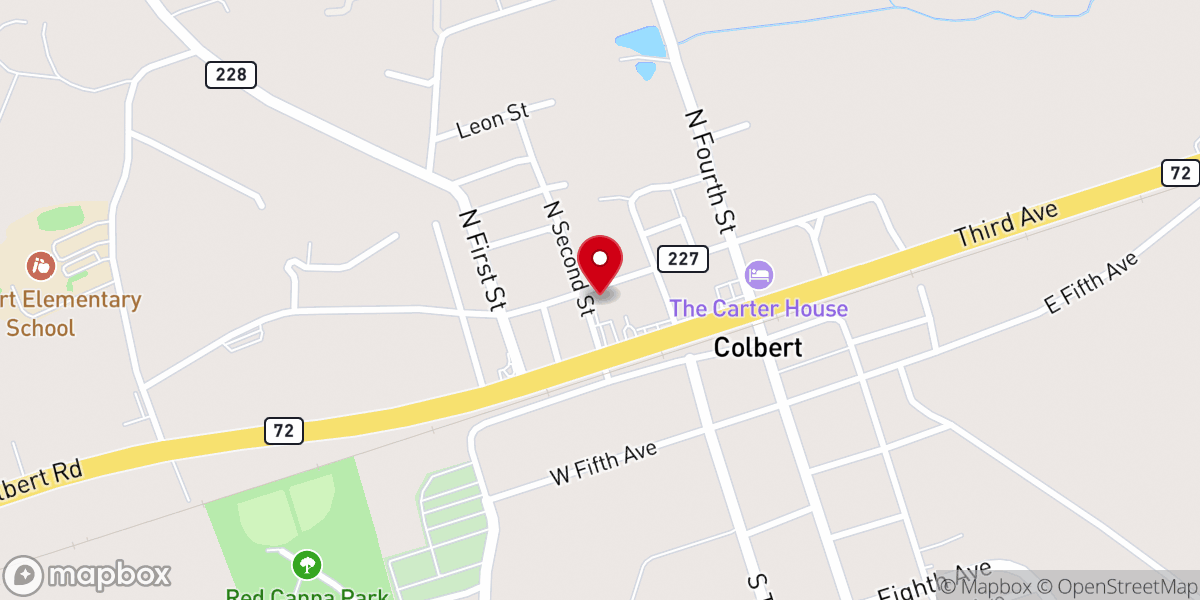Map showing location of Colbert UMC - Food Distribution Center