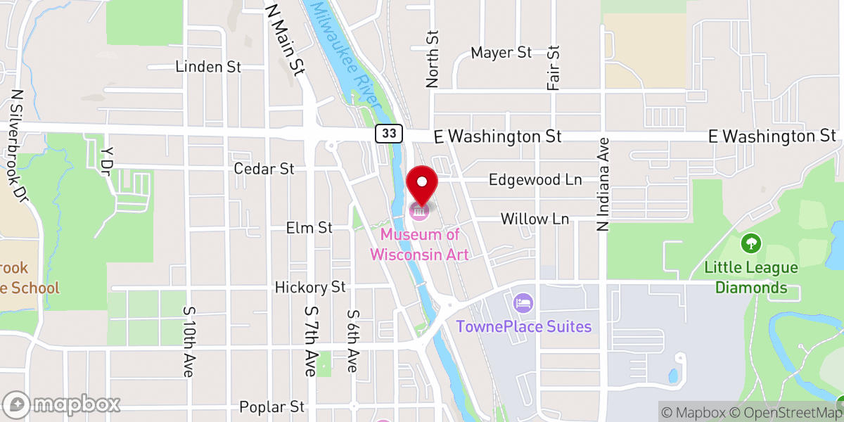 Map showing location of Museum of Wisconsin Art