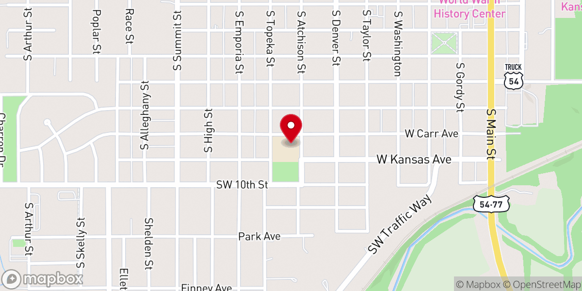 Map showing location of Bushels of Hope Food Pantry