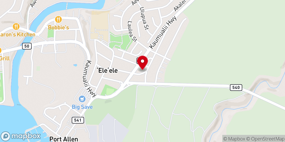 Map showing location of Eleele Baptist Church