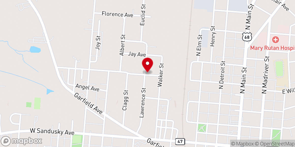Map showing location of Bellefontaine Apostolic Temple