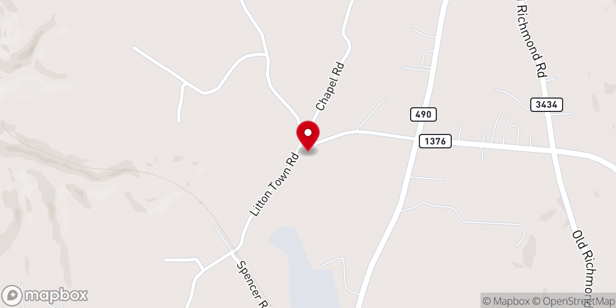 Map showing location of Laurel Chapel Baptist Church