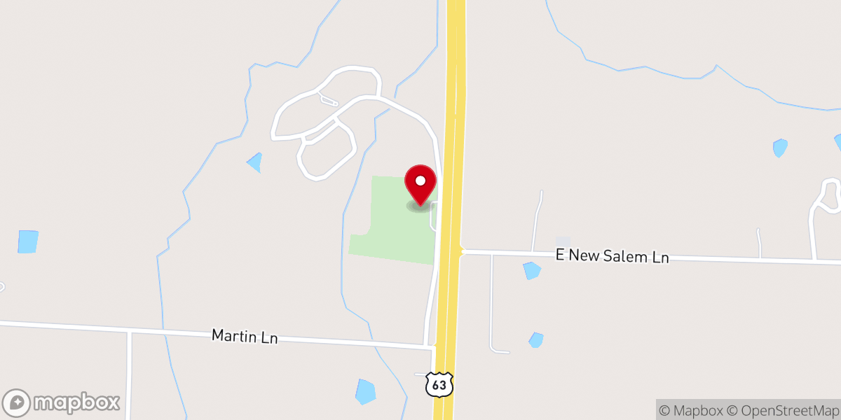 Map showing location of New Salem Baptist Church