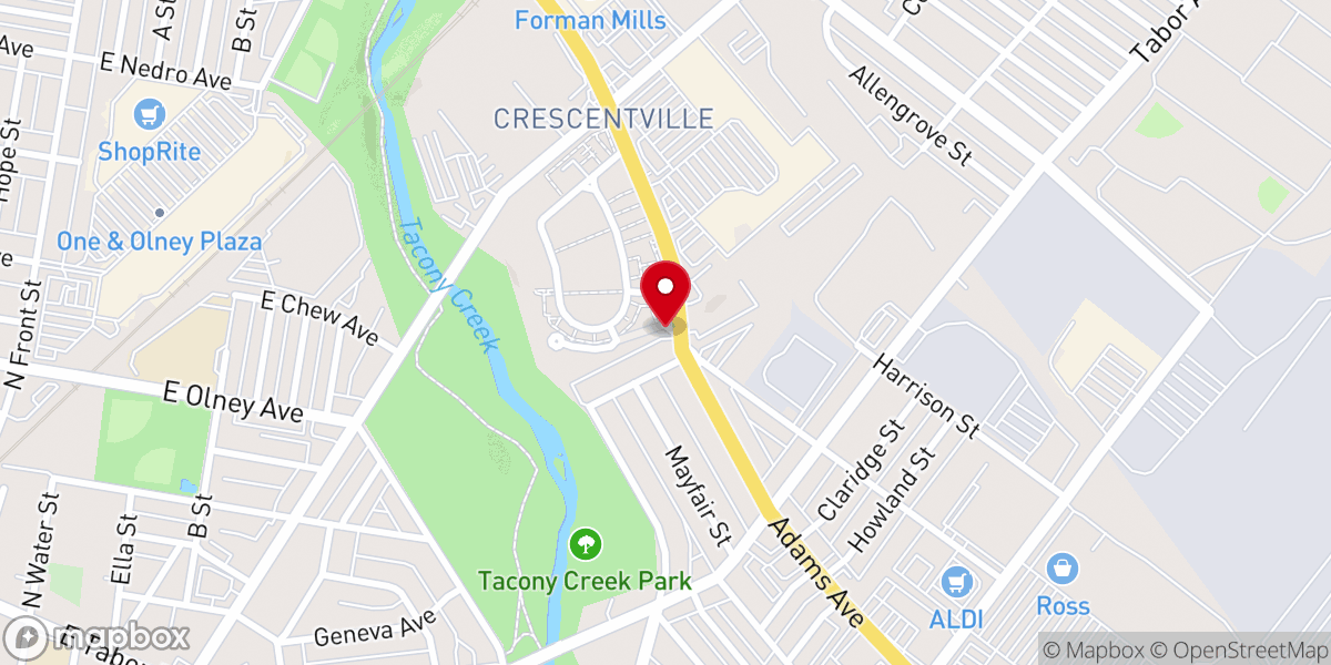 Map showing location of Vietnamese Baptist Church Philadelphia