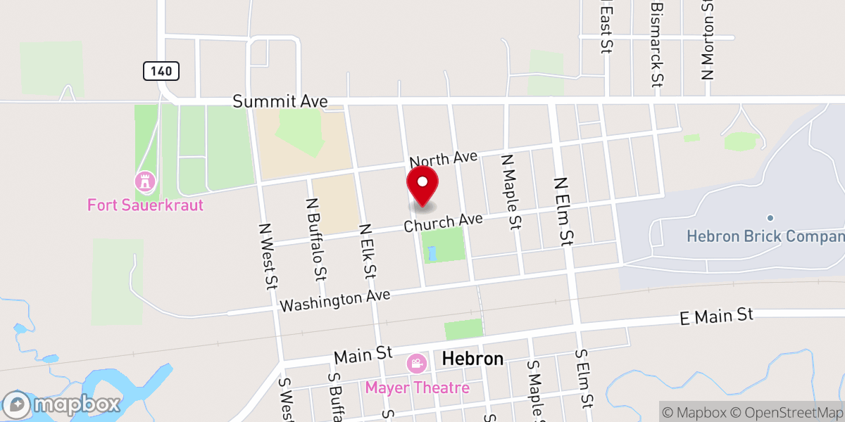 Map showing location of St John United Church-Christ