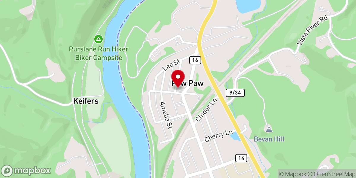 Map showing location of Paw Paw Church of Christ