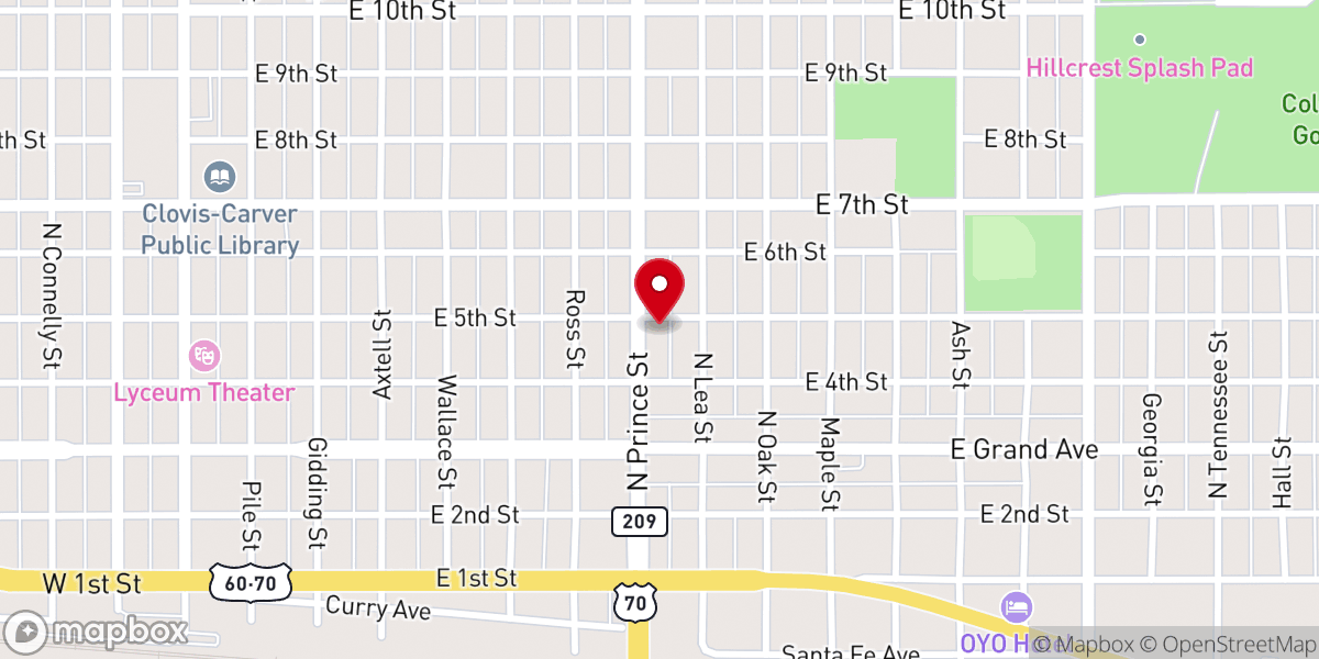 Map showing location of Prince Street Baptist Church