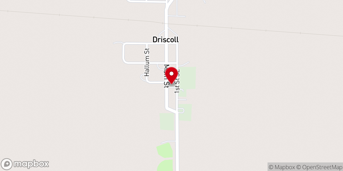 Map showing location of Grace Lutheran Church Driscoll