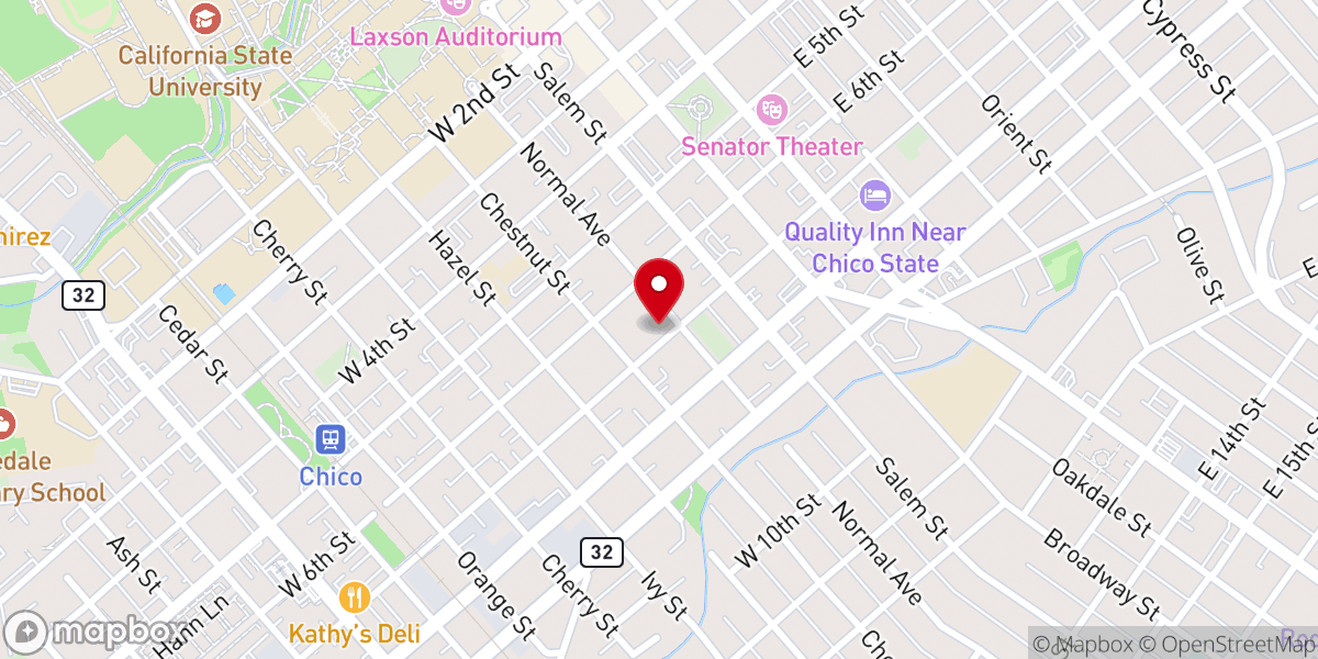 Map showing location of New Life Community Church of Chico