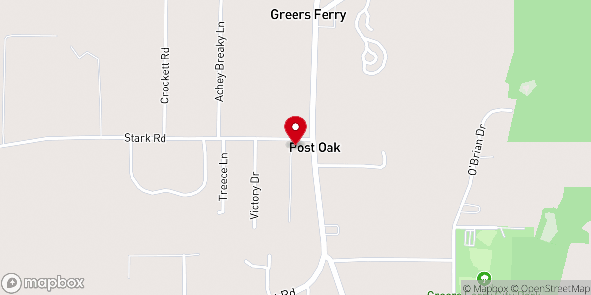 Map showing location of Post Oak Baptist Church
