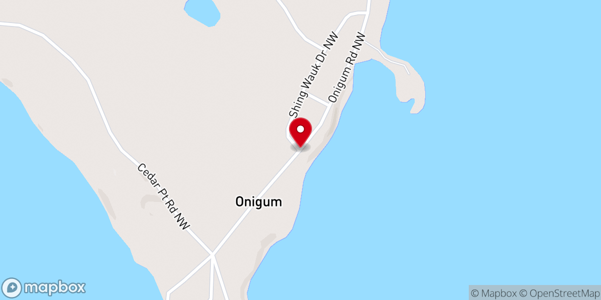 Map showing location of St John's Episcopal Mission, Onigun, MN