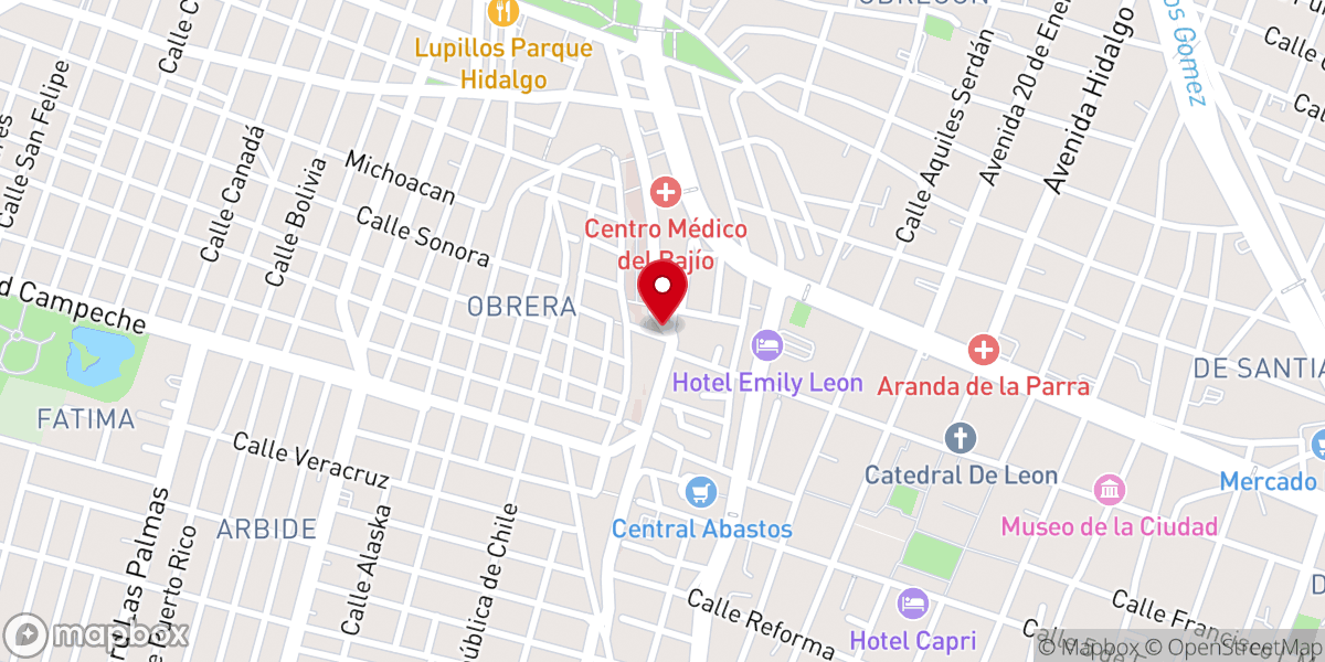 Map showing location of Santuario de Guadalupe