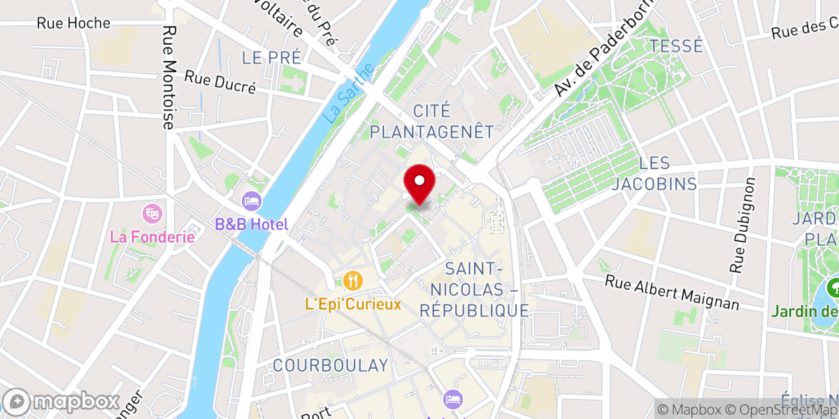 Map showing location of Collégiale Saint-Pierre-la-Cour du Mans
