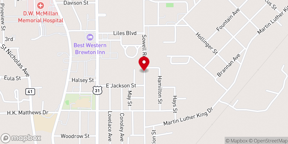 Map showing location of First Saint Siloam Missionary Baptist Church