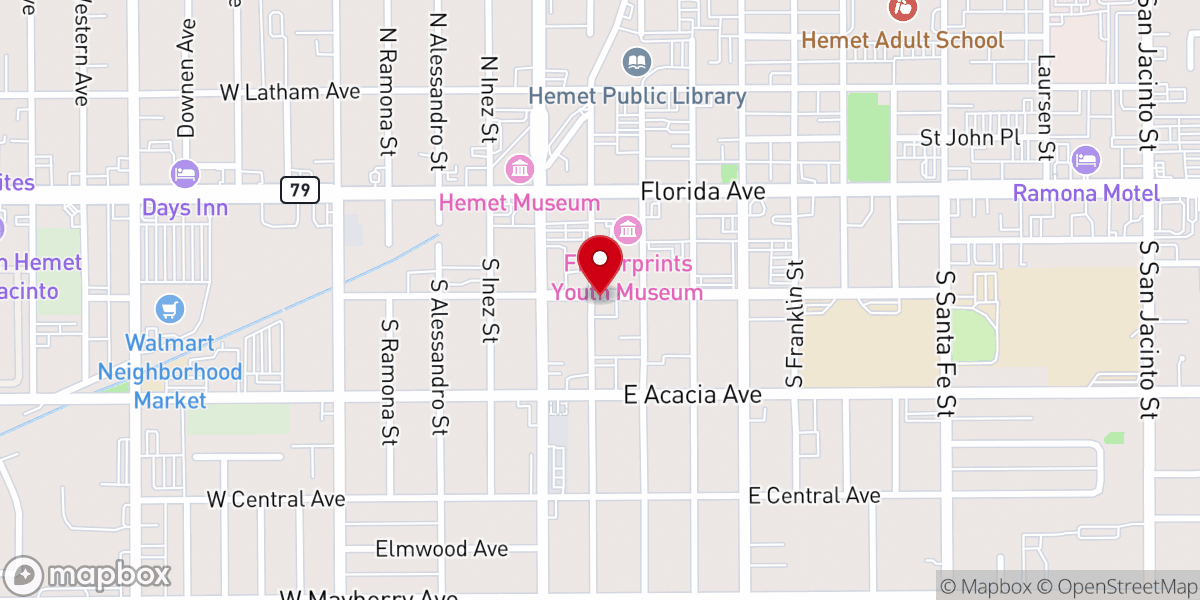 Map showing location of Hemet First Assembly of God