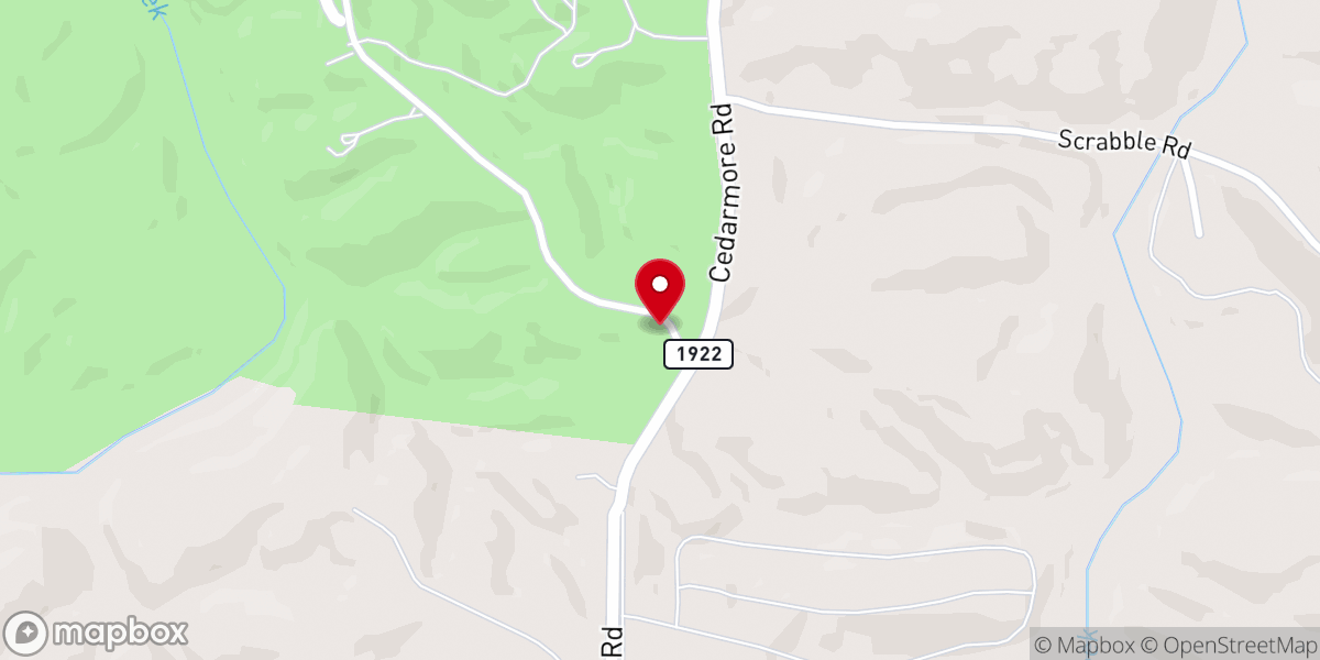 Map showing location of Cedarmore Camp and Conference Center