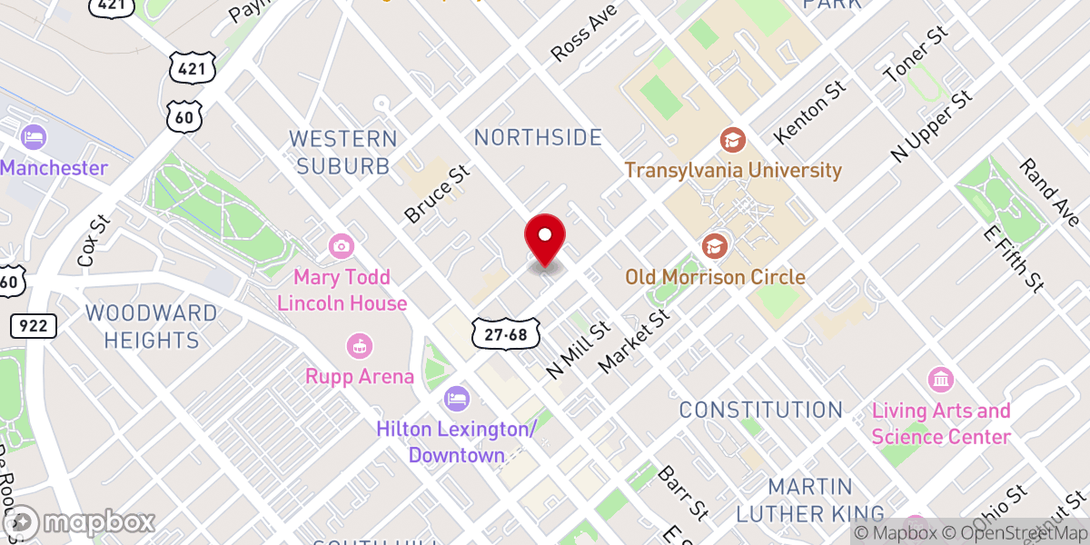 Map showing location of Broadway Christian Church