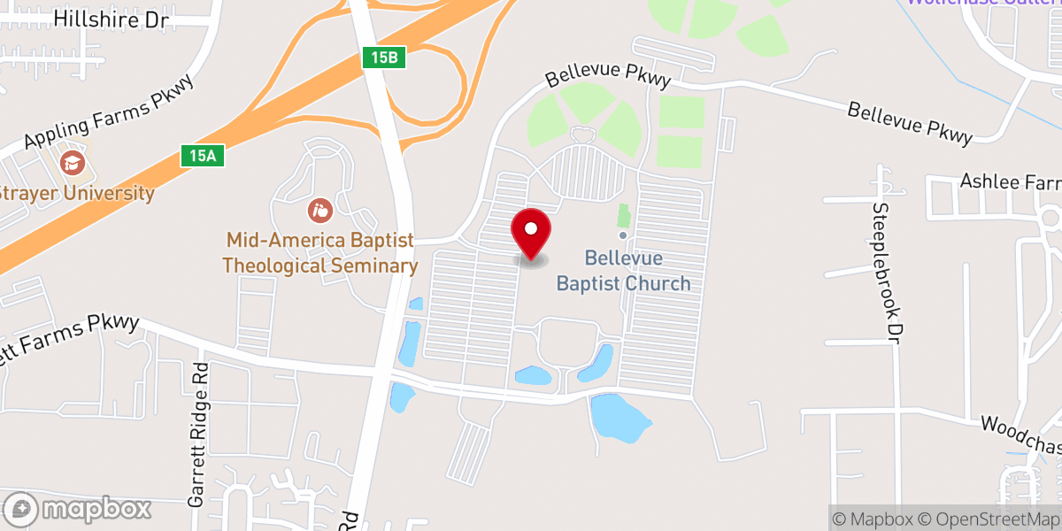 Map showing location of Bellevue Christian Bookstore
