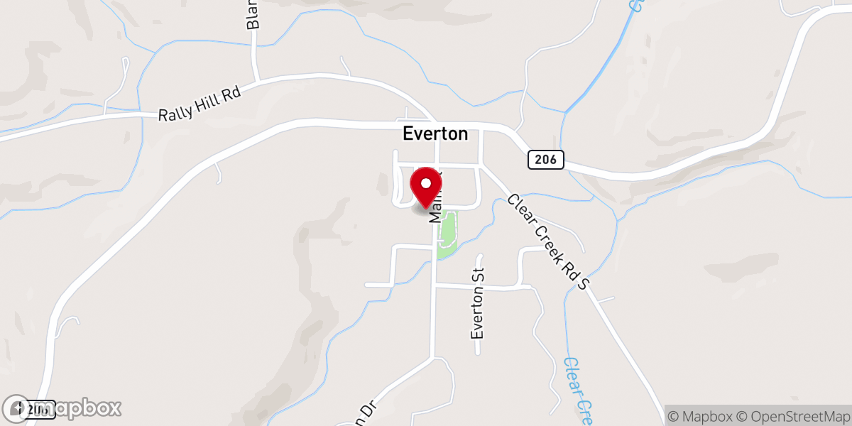Map showing location of Everton Baptist Church