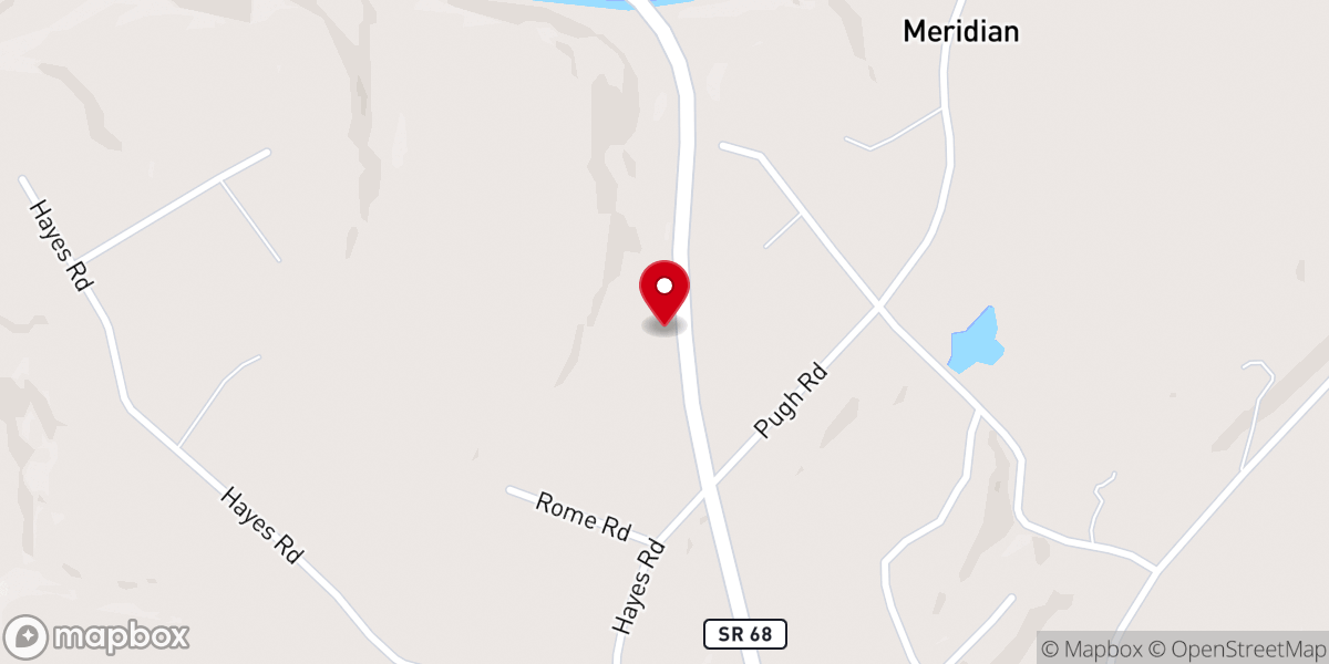 Map showing location of Meridian Baptist Church