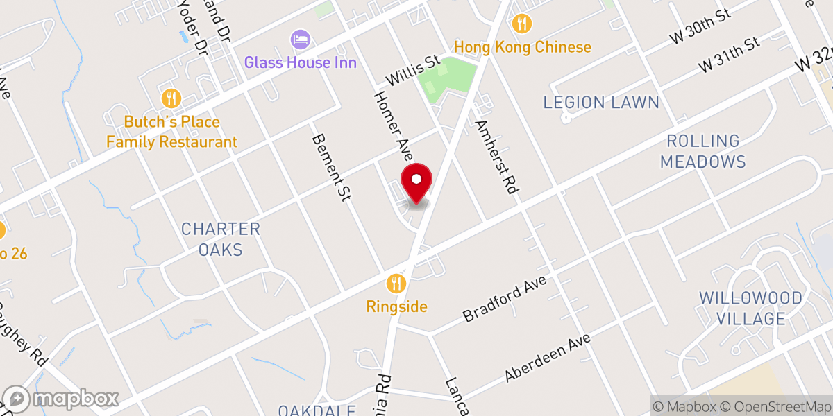 Map showing location of St. Paul's Lutheran Church