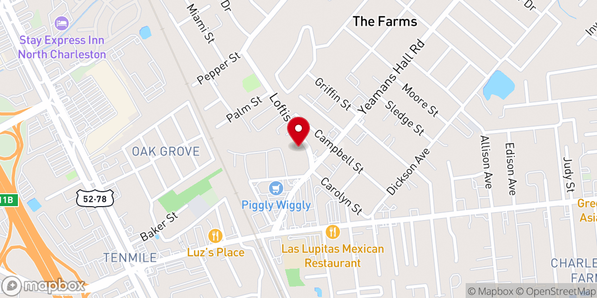 Map showing location of Iglesia Mies Abundante Hanahan