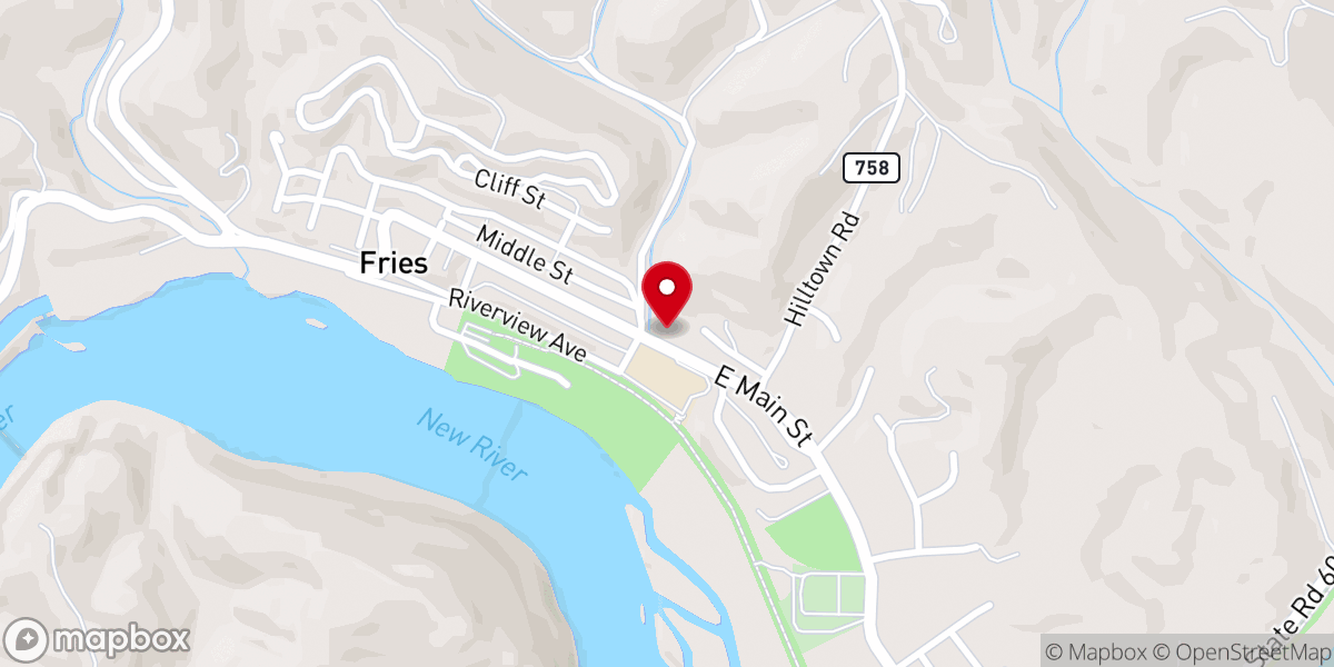 Map showing location of Fries Baptist Church