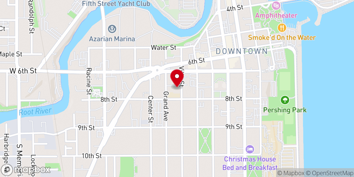 Map showing location of First Evangelical Lutheran Church