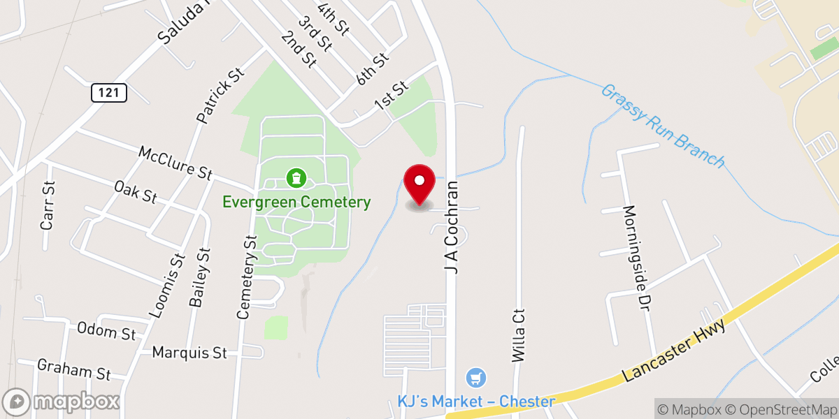 Map showing location of Faith Baptist Church