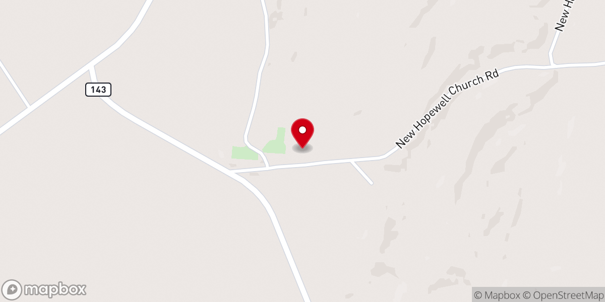 Map showing location of New Hopewell Church