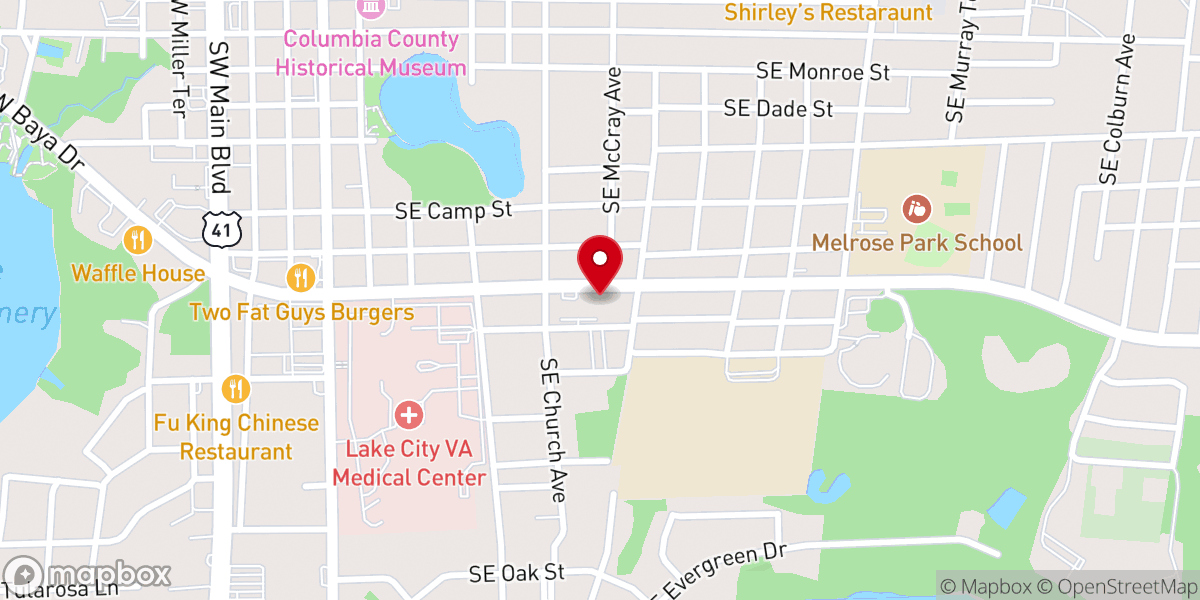Map showing location of Southside Baptist Church