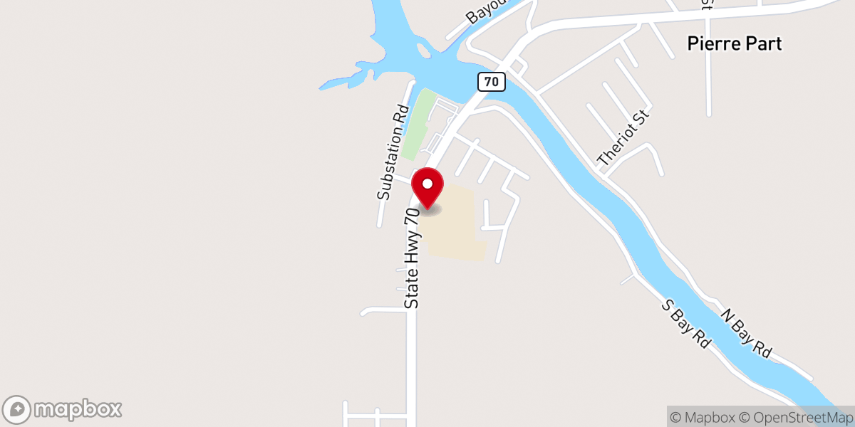 Map showing location of Pierre Part Middle School
