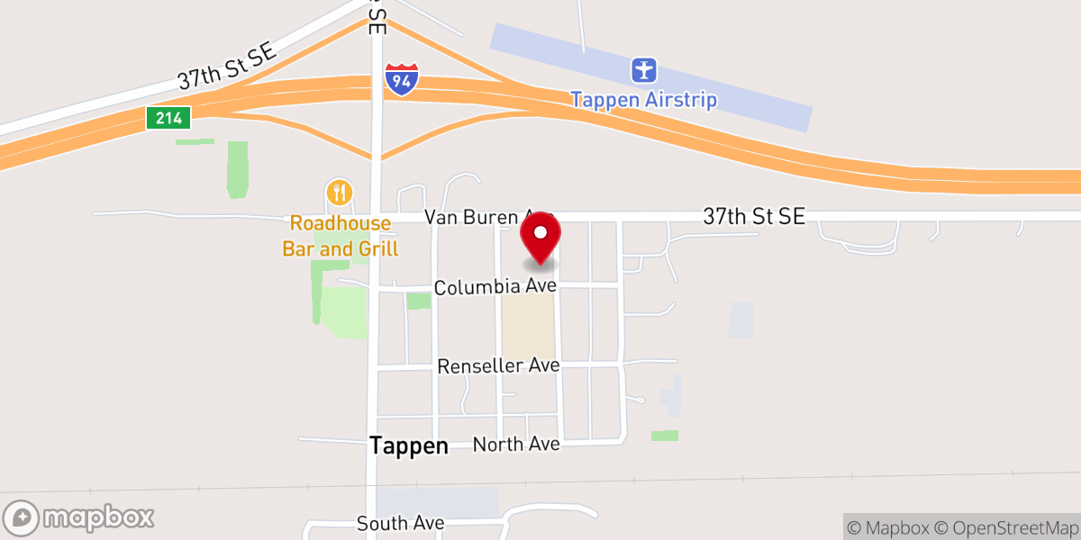 Map showing location of St. John Evangelical Lutheran Church