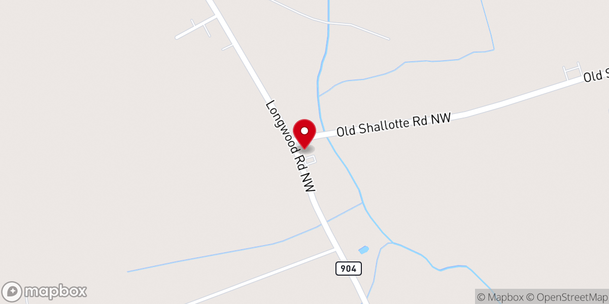 Map showing location of Old Shallotte Baptist Church